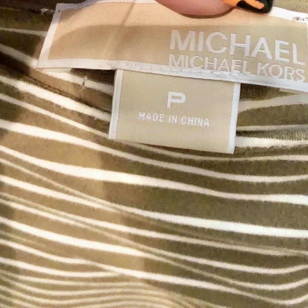 Michael Kors Tan & White Striped Shirt
